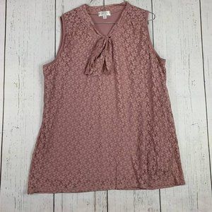 Shannon Ford New‎ York Size 1X Floral Lace Pink Blouse Women